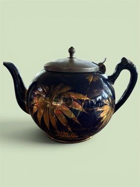 Hand-Painted Cobalt Blue and Gold Decorative Teapot - Brand Unknown